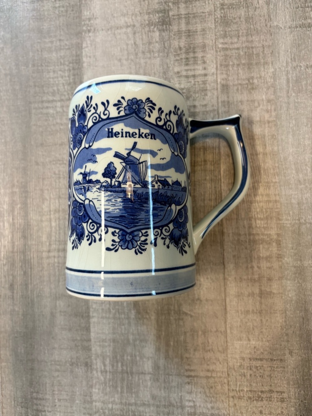 Vintage Heineken Delft Blue Beer Stein Mug